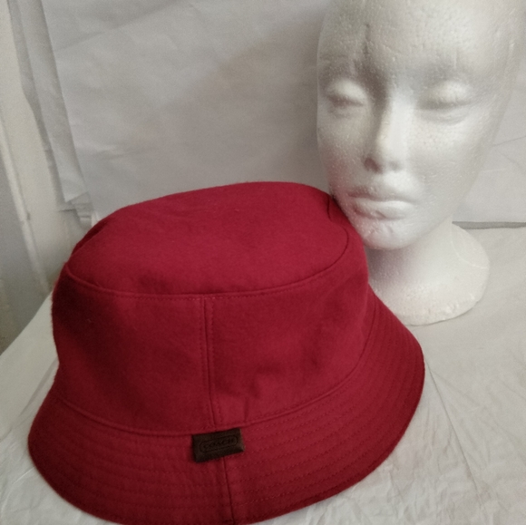 COACH Red Bucket Wool Hat Size M/L - Picture 3 of 12